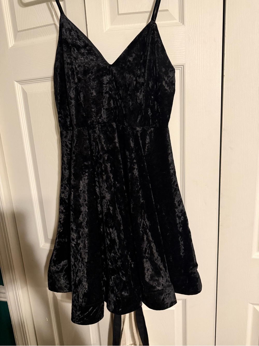 Forever 21 Black Crushed Velvet Mini Dress with Spaghetti Straps